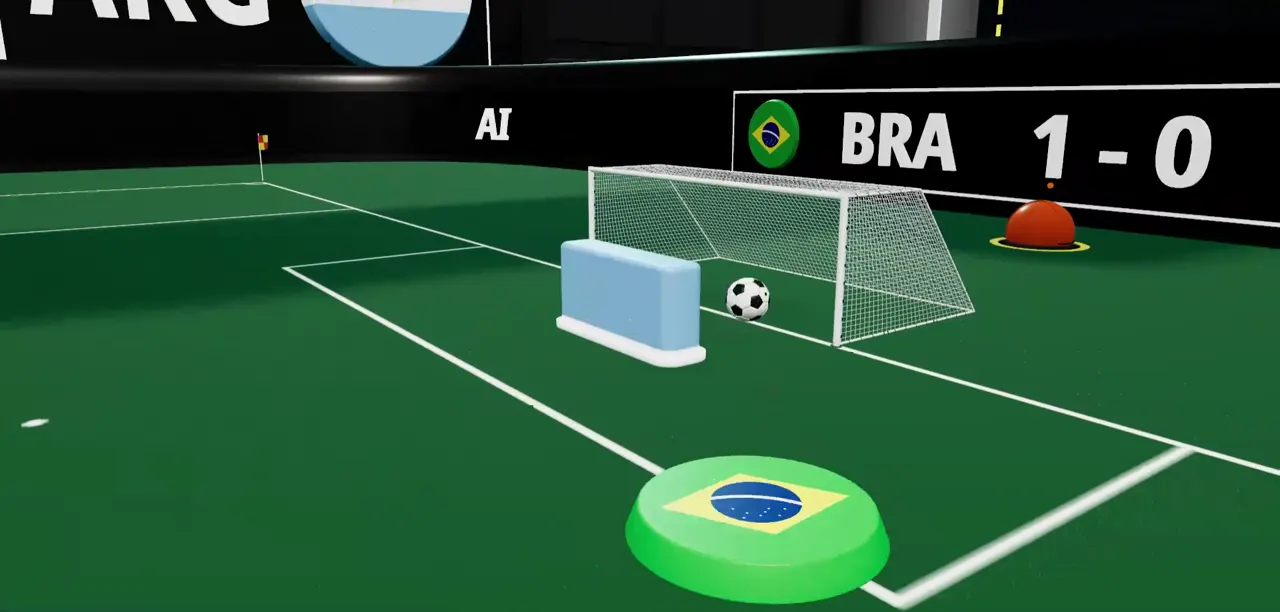 Die Wiederholung von Brasiliens Tor: der Ball im Netz, 1:0 auf dem LED-Band